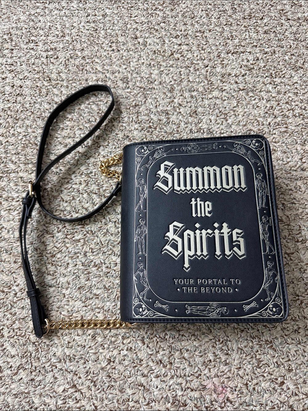 Black 'Summon the Spirits' Gothic Crossbody Bag